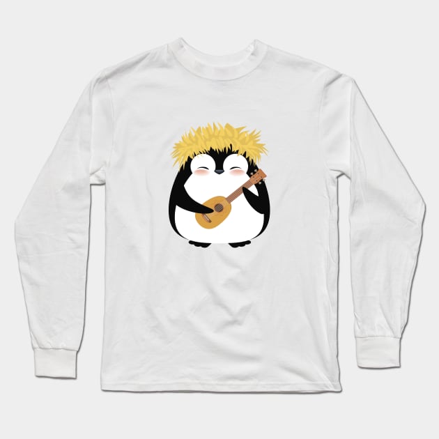 Play ukulele guitar like a penguin. Long Sleeve T-Shirt by CraftCloud